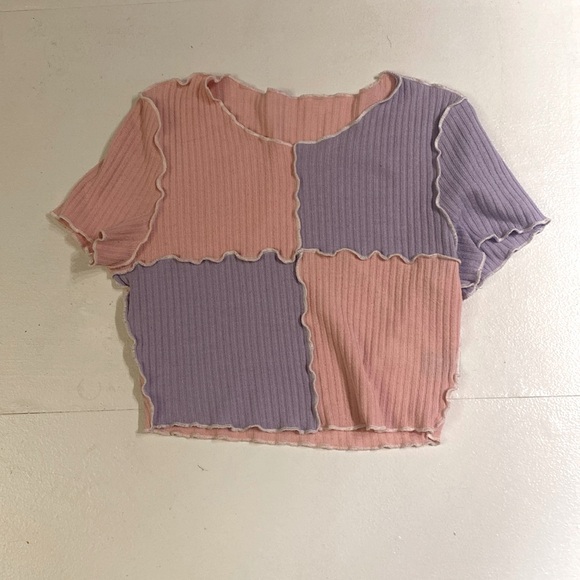 SHEIN size Medium color block pink and purple crop top💗💜 - Picture 1 of 3